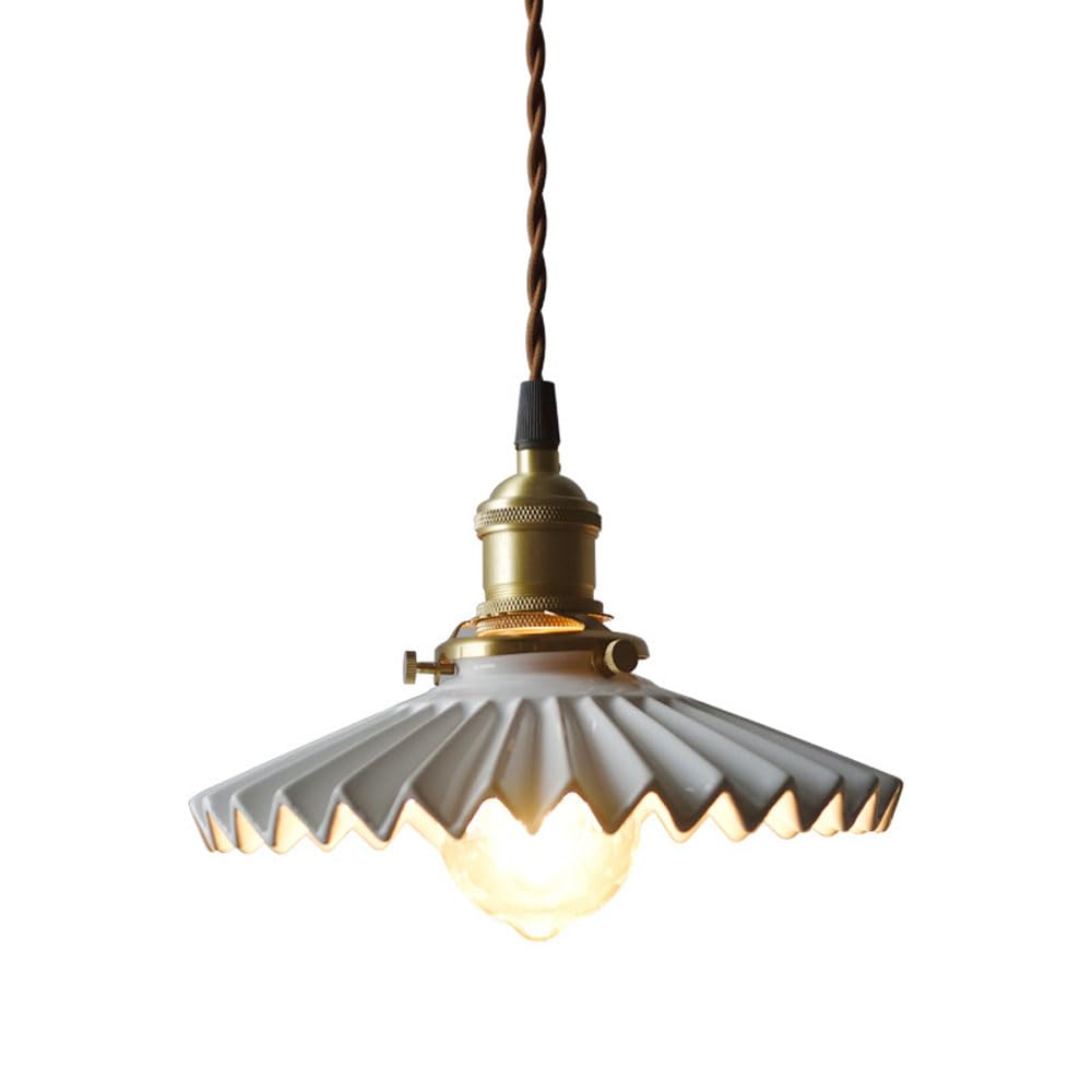 Luminaires E26 en laiton avec suspension en verre plissé pour une décoration raffinée