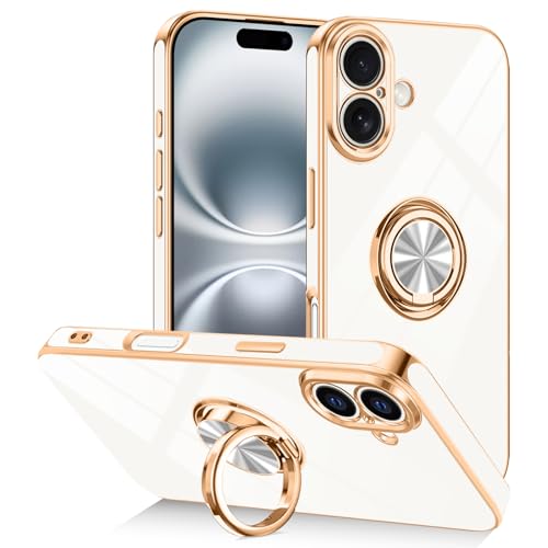Coque iPhone 16 blanche en TPU souple galvanisé avec protection objectif élégante