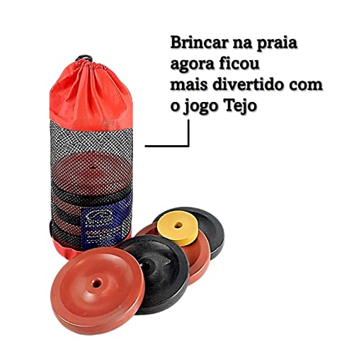 Jogo Bocha Tejo de Praia Para Areia Com 12 Discos Achatado infantil Plásticos - 156 DA ONDA