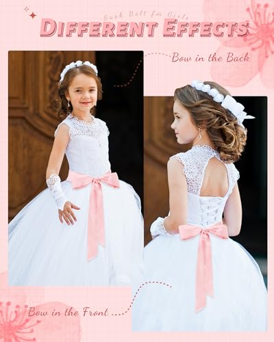 Satin Sash Belt for Girls Flower Girl Sash Long Waist Belts for Wedding Party Special Occasion 2'' Wide4