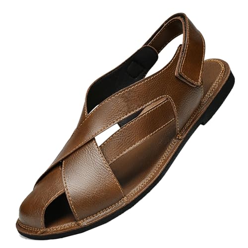 Men Genuine Leather Flat Sandals Open Shoes Casual Summer Breathable Big Size Sandals