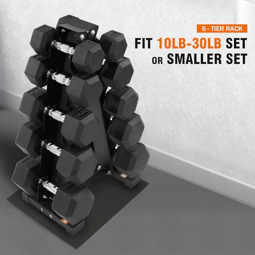 Image of Fitvids Rubber Coated Hex Dumbbell Set with Storage Rack, 100 /150 /200 /550 LB Hand Weight Set with Anti-Slip Grip for Home Gym