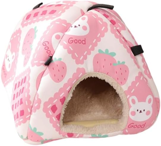 jkahh Warm Print Pet Product Small Animal Pet Hamster House Sleeping Bed Bird Cotton Nest,Sleeping Bag with Blue Bottom and Cat Head