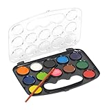 ECO 12 WASSERFARBEN + Pinsel Aquarell Deckfarbkasten Malkasten Malset Farbkasten Farben 09