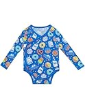 DREAMHALO Baby Boys Long Sleeve Bodysuit-Viscose Made from Bamboo, Side-Snap Kimono Bodysuits Soft Clothes for Infant Cookies 3-6 Months