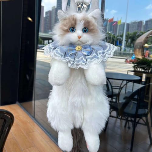 Image of Wise Guys Cat Shape Backpack Bag for Kids Girls with Sound, Realistic Cat Bag, Soft Plush Animal bag (Random Color)