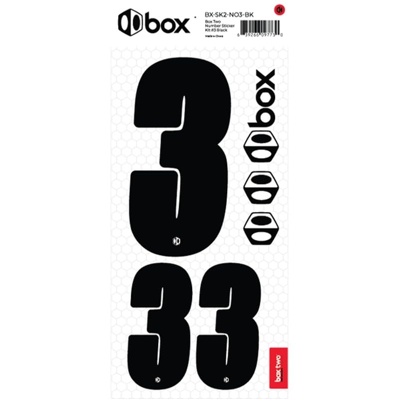 Box Two BMX Number Stickers - Number #3 (Black), UV-Protected Vinyl, Meets USA BMX/UCI Standards...