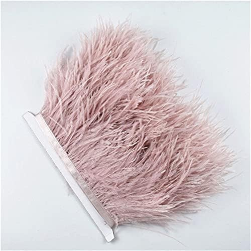 5-10meters Leather Pink Ostrich Feather Trims Skirt Ribbon Wide/8-10cm Feathers for Crafts Wedding Feathers Decoration - 10 Meters