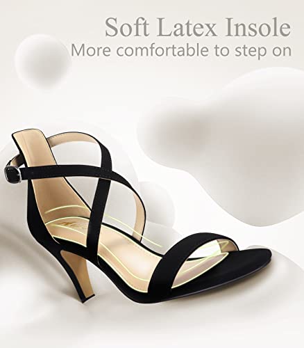 Ankis Black Heels Cross Strappy Heels For Women 3 Inch Stiletto Open Toe Sandals For Wedding Evening Party Homecoming #TOP3