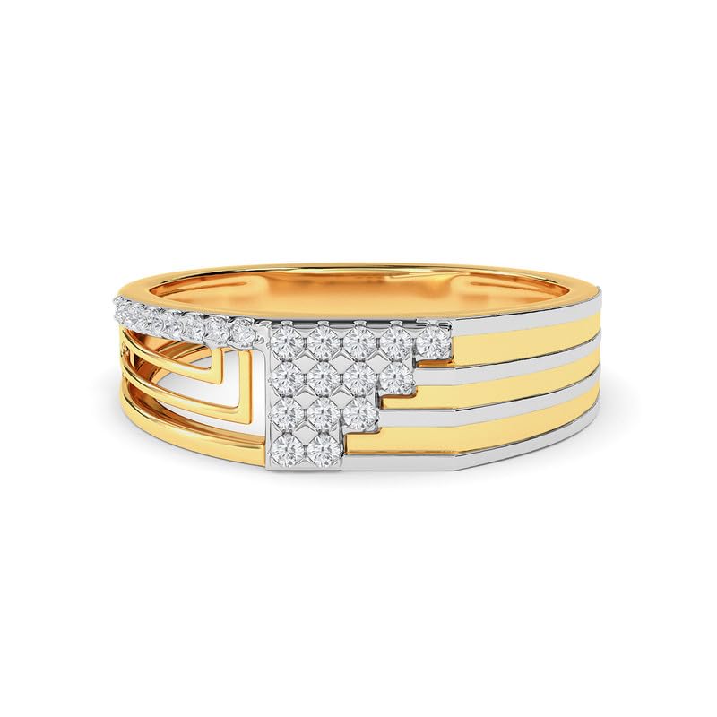Image of KISNA 14k / 18k Real Gold & Diamond Ring | Diwali, Rakhi Rakshabandhan Gift for Brother, Husband | With Certificate of Authenticity & BIS-Hallmarked Gold Jewellery | Benjamin Ring For Him