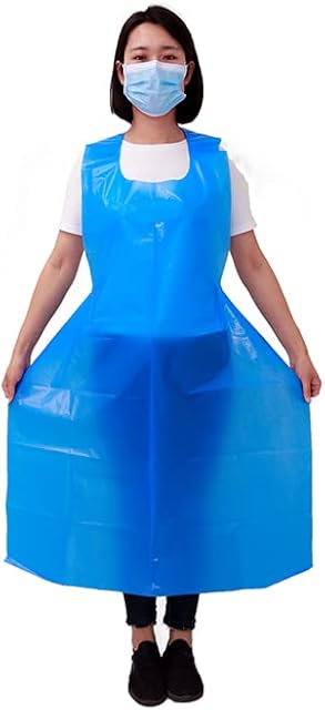 1000 X Disposable Aprons Blue Plastic Aprons Box Of 1000 Aprons Size 70 X 120cm, 10Microns Comes In 10 Bags Of 100 Aprons Manufacturer Sealed
