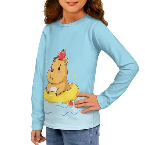 Image of Girls Long Sleeve Shirts Casual Crewneck Soft T-shirts for Girls 3-16 Years Old
