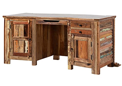 MASSIVMOEBEL24.DE Bureau - Bois Massif recyclé Multicolore laqué - Inspiration Ethnique - Nature...