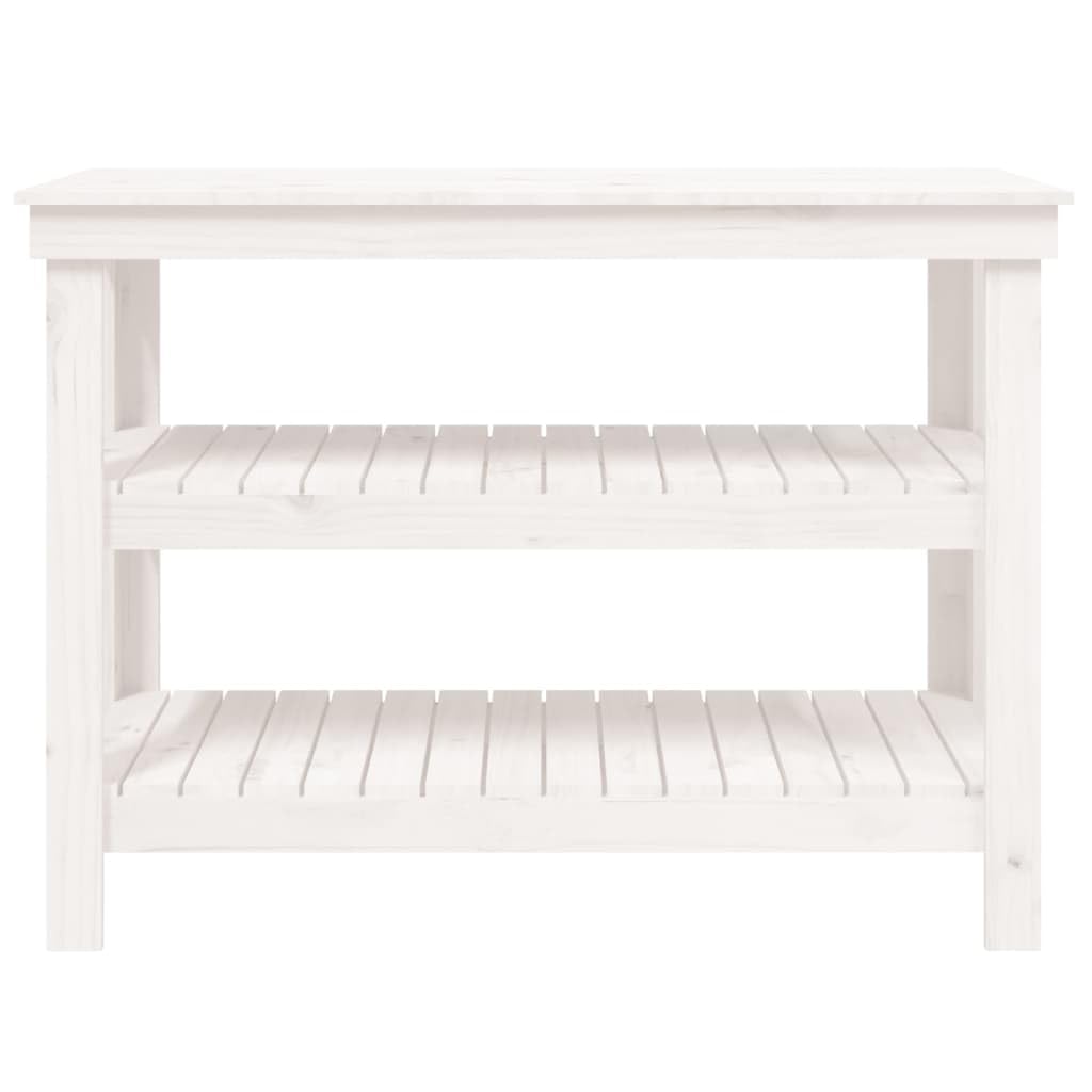 vidaXL Werkbank 110,5x50x80 cm massief grenenhout wit