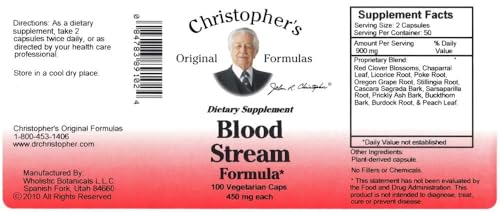 Image of Christopher's Original Formulas Blood Stream Formula - Blood Circulation Supplements - Supports Vein Elasticity, Clean & Pure Bloodstream