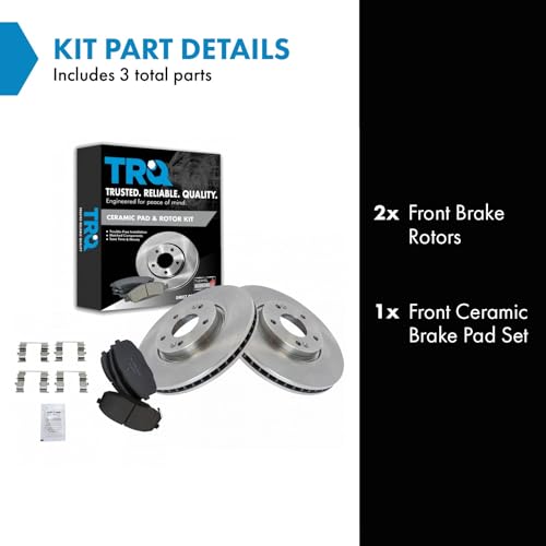 Image of TRQ Front Brake Pad and Rotor Set Ceramic Vented Rotors | For 2010-2013 Kia Forte 2010-2013 Forte Koup