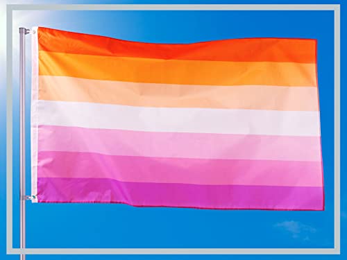 PHENO FLAGS Drapeau Lesbienne 90x150cm – Lesbien - extrêmement résistant aux intempéries, avec œillets, 100% polyester, coutures doubles robustes et couleurs éclatantes – symbole de la fierté LGBT – vue 2
