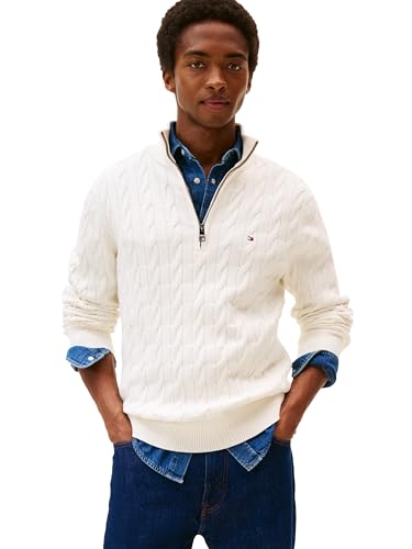Tommy Hilfiger Men's Lightweight Cable Pullover Quarter Zip Sweater