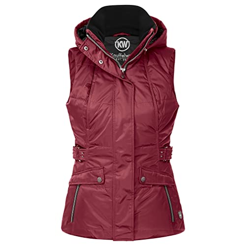 Knuffelwuff Damen Weste Carinae Größe: M / 38 Rot - Leichte atmungsaktive wasserabweisende Steppweste mit vielen Taschen für Outdoor, Wandern, Reisen, Gassi gehen - Windbreaker Übergangsjacke