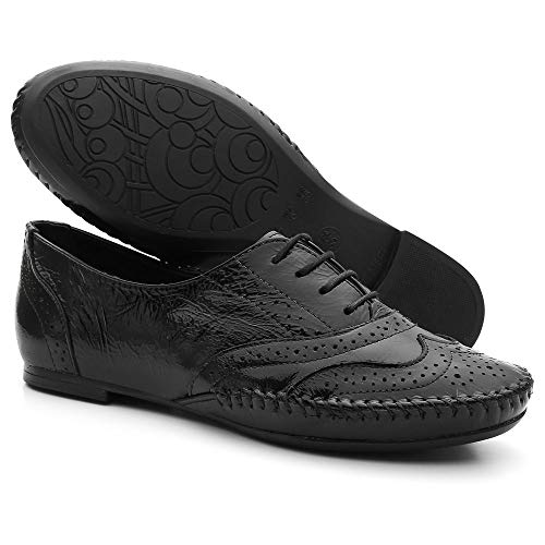 Oxford em Couro Verniz 15360 QQ Casual Preto 36