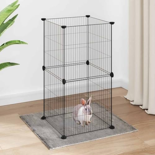 Cage animaux de compagnie 8 panneaux acier noir modulable 35x35 cm - 2