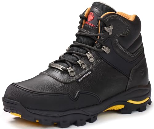 SUREWAY Men's 6" Steel Toe Heavy Duty Waterproof Work Boot - Leather,Lace Up,Oil/Slip Resistant Dual-Density Comfortable EH Construction Industrial Ankle Safety Men Work Boots, Roofing, Hunting by SUREWAY - Used condition - US$32.00