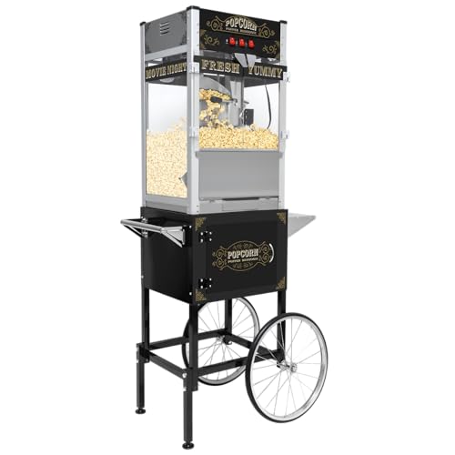 20 oz Black Popcorn Machine Cart