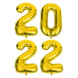 jojofuny 2022 Ballons Nombre de films Décoration: Doré 2022 En aluminium Mylar Nombre de ballons 40 en 2022 Nouvel An Décoration de ballon pour la maison 2022 Fournitures de fête de Noël