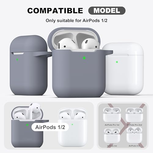 Image of AirPods Case Cover with Keychain, Full Protective Silicone AirPods Accessories Skin Cover for Women Men Girl Boy with Apple AirPods Wireless Charging Case,Front LED Visible-Dark Grey