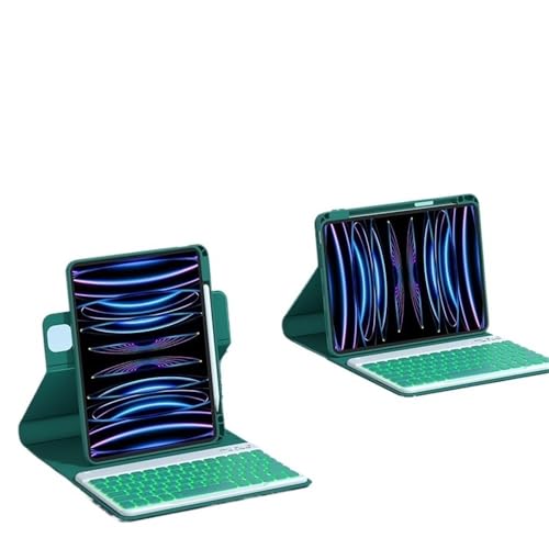 Étui de protection rotatif avec clavier magnétique rétroéclairé vert foncé pour iPad 10