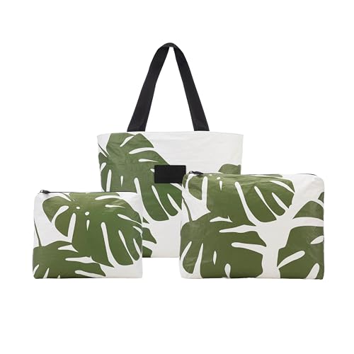ALOHA Collection Monstera Day Tripper Tote in Seaweed | Lightweight, Packable, and Splash-Proof Beach Tote Bag