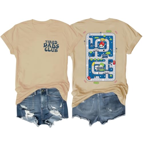 Tired Dads Club - Camiseta con diseño de pista de coches de carreras en la parte trasera para papá y hombre, caqui, XL