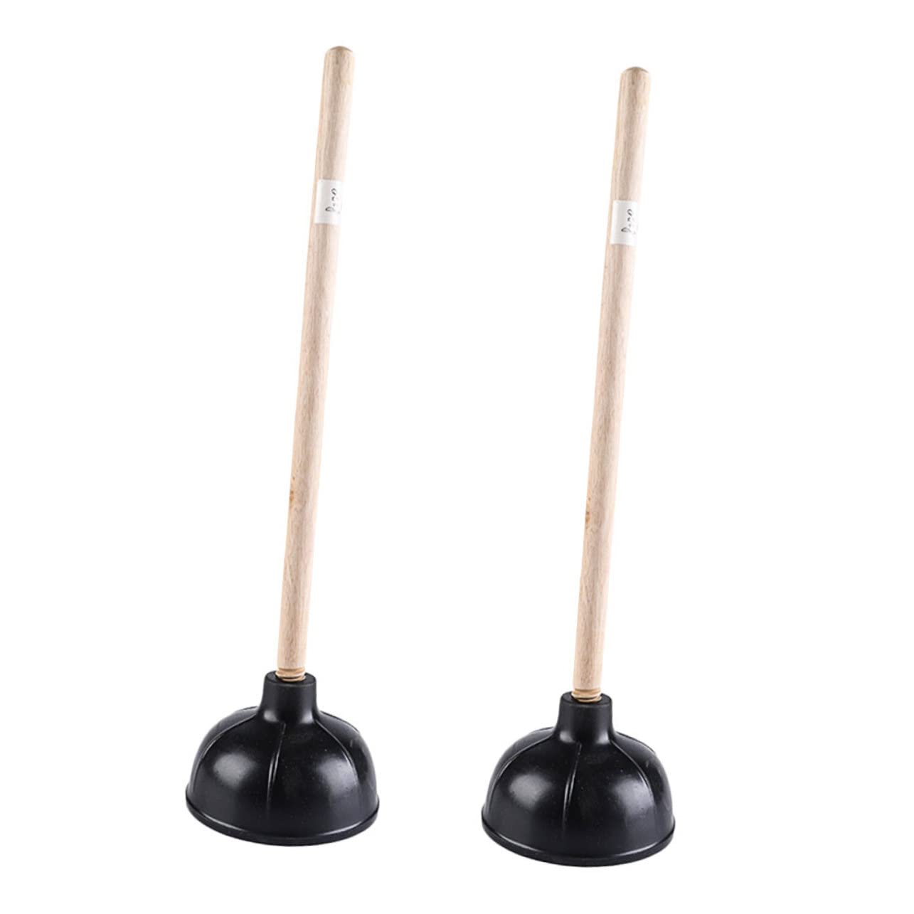 Ventouse Ménagère à Manche en Bois, Lot de 2, Noir