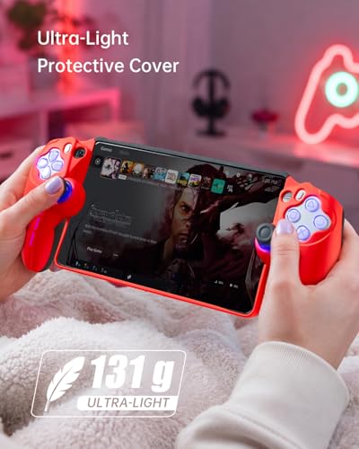 Image of UYIYE PlayStation Portal Case, Rubber Skin Cover for PS Portal Remote Player, Thin Fit Designed Protective Case with Comfortable Grip, Shockproof Scratch Resistant & Heat Dissipation Design-Red&Balck