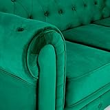 Bravich Velvet Chesterfield Sofa- Green. 3 Seater Settee, Soft Plush Fabric Couch. Living Room Furniture, Easy Clean. 3 Seater- 209cm x 90cm x 78cm - Image 7