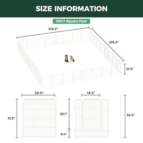 Image of FXW Rollick Unleashed Dog Playpen for Indoor, Yard, RV Camping, 32 inch 32 Panels for Small and Medium Dogs, White│Patented