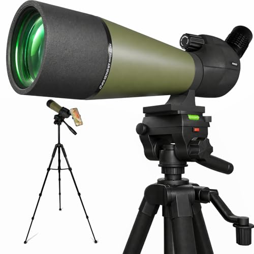 Image of NWDEY Spotting Scope 25-75x80, BAK4 Prism FMC Optics, Waterproof Spotting Scope with Upgraded Tripod, Phone Adapter and Carrying Case for Bird Watching, Target Shooting, Wildlife Viewing