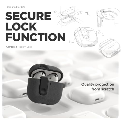 Image of VRS DESIGN Modern Lock Case for Apple Airpods 4th Generation (2024), Rugged Protection with Secure Lock for Airpods 4 Case (Peach & Coral) [US Patent Registered]