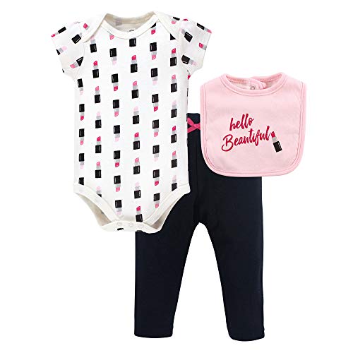 Image of Little Treasure Unisex Baby Bodysuit, Pant and Bib, Lipstick, 6-9 Months