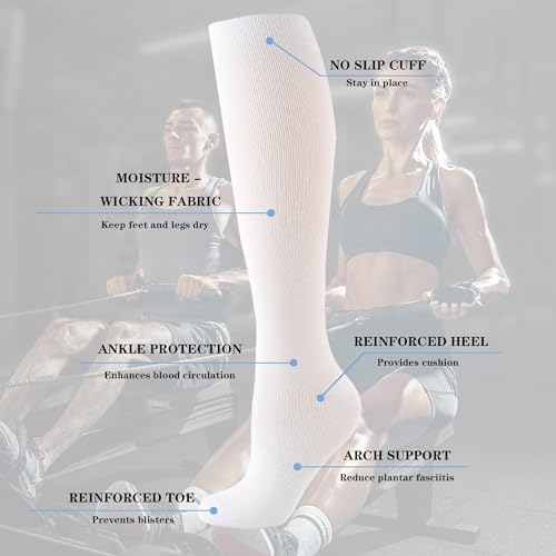 6 Pairs Compression Socks for Women and Men Circulation, 20-30 mmhg Socks for Athletic Running,Hiking,Nurse,Recovery3