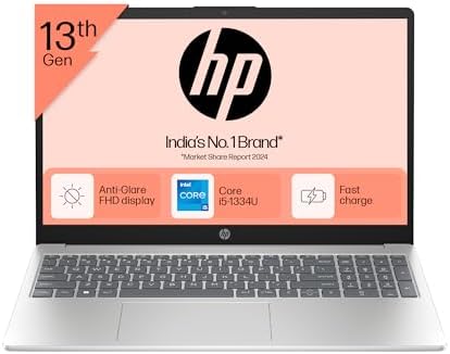 HP 15, 13th Gen Intel Core i5-1334U Laptop (8GB RAM, 512GB SSD), Anti-Glare, 15.6"/39.6cm, FHD, Win 11, MS Office 2021, Silver, 1.59Kg, Intel UHD Graphics, FHD Camera, Backlit KB, fd0220TU