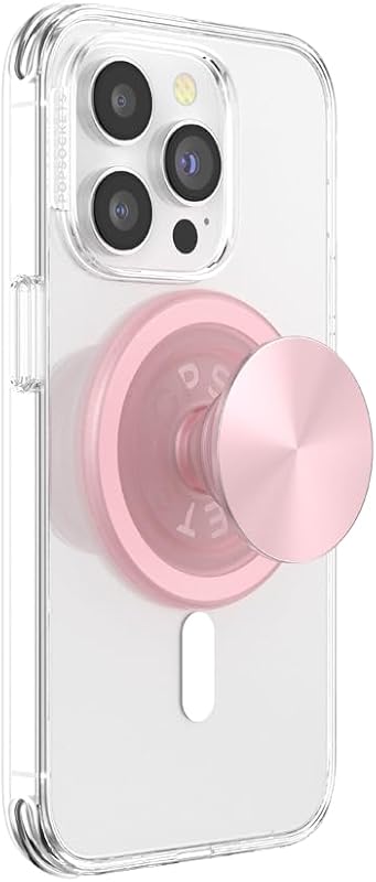 Phone Grip for MagSafe, Magnetic Holder- Dusty Rose | Removable, For Kindle / Android / iPhone, With Magnet, Light Pink, Metal, Enamel, Top