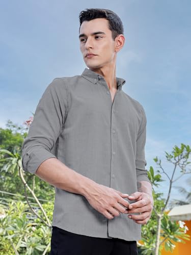 Image of Thomas Scott Men's | Solid | Long Sleeve | Polyster Blend | Casual | Button Down Collar | Shirts for Men