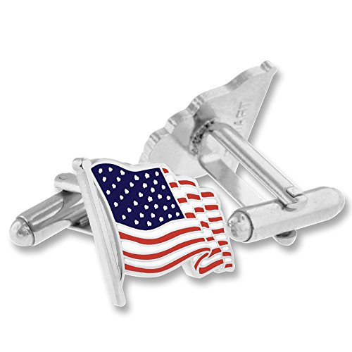 Image of PinMart's Gold Color Plated and Silver Made in the USA American Flag Enamel Lapel Pin, Cufflink & Tie Clip