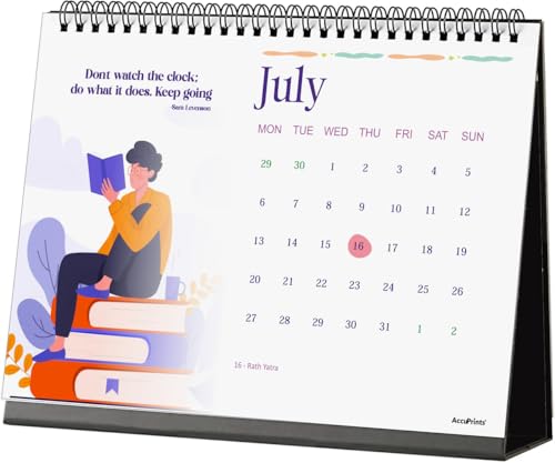 Image of AccuPrints Desk Calendar 2026 Planner-A5 Size (5.8 x 8.2) inch For Office Home Table New Year Hanging Kids (14 x 20.5) cm- (Illustration Desk)