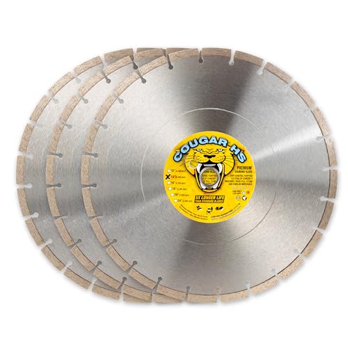 (3 PACK) Cougar HS 14-Inch (14") X .125 X 1"-20MM Wet/Dry Diamond Blade for Concrete, Masonry, Stone, Pavers and Similar Materials