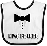 inktastic Ringbearer Mock Tux Wedding Tuxedo Baby Bib White and Black 223eb