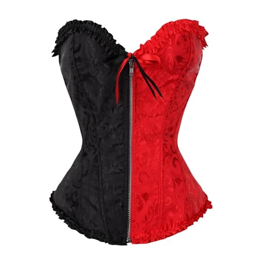 Corsage Übergröße Klassische Brokat Korsett Korsage Grün Vintage Burlesque Oktoberfest Karneval Gothic Renaissancetop Halloween Blumendruck...