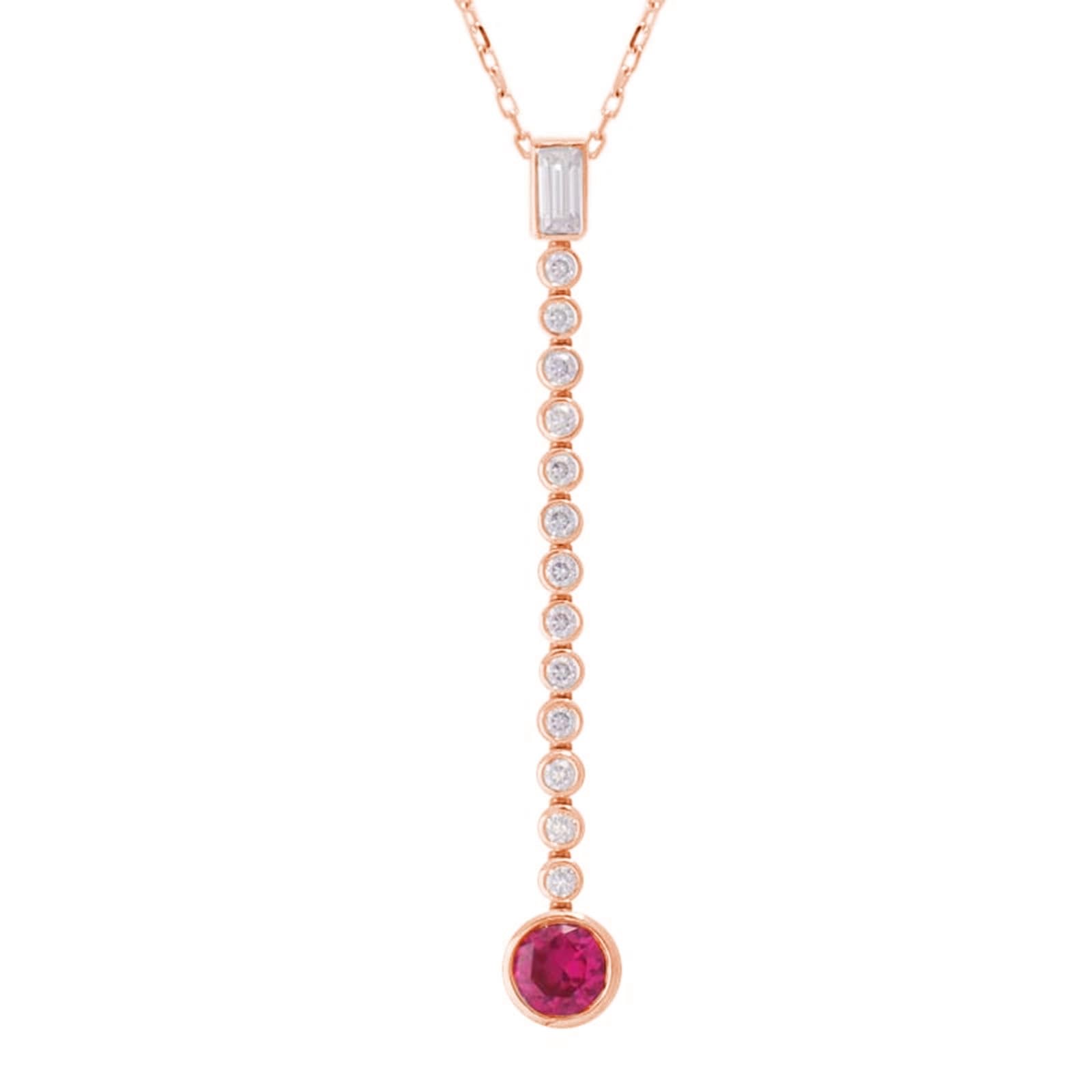 Epinki Collar Oro 9K/14K/18K para Mujer, Rubí Imitacion con Moissanita Colgante Largo Collares Joyería Cadena 45 CM