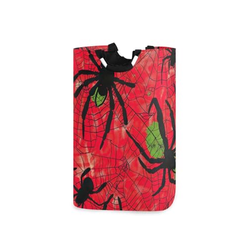 Jihqo Laundry Hamper Basket Halloween Horror Spiderwebs Collapsible Nursery Storage Bin Waterproof Clothing Baskets for Home Bedroom Bathroom Washing Room